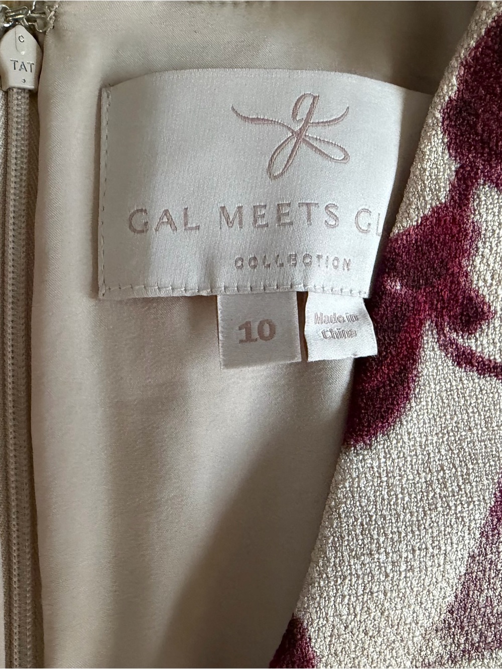 Gal Meets Glam Cream Dress with Burgundy Floral Accents - Picture 3 of 11